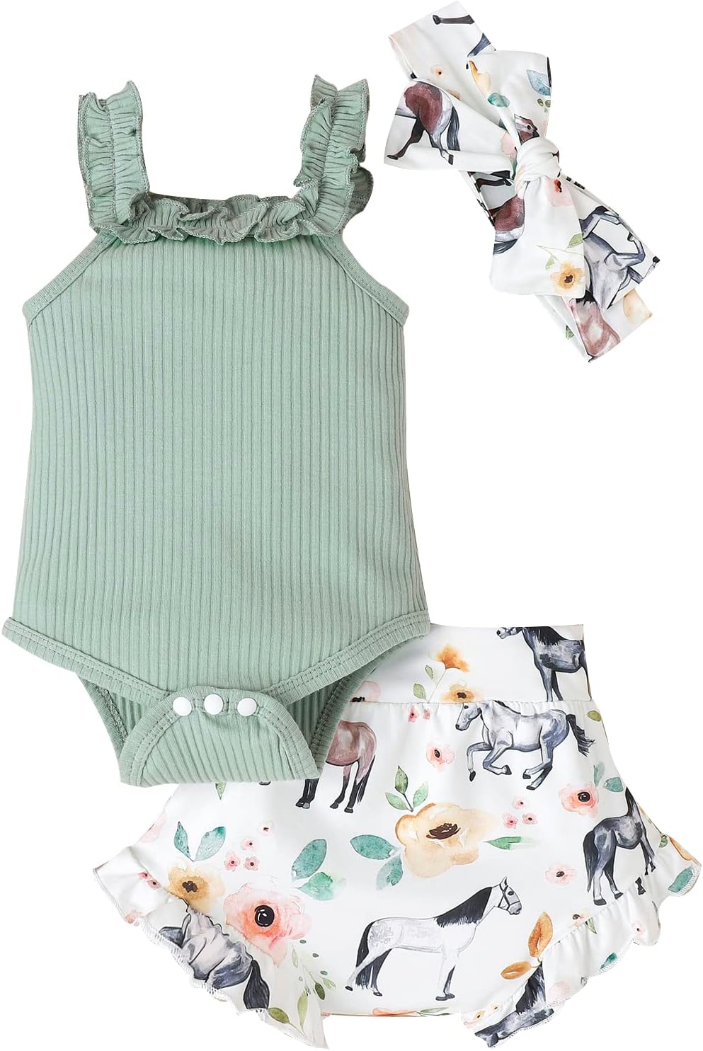 fhutpw Baby Girl Clothes Summer Cute Outfits 3 6 12 18 Months Spaghetti Strap Romper & Floarl