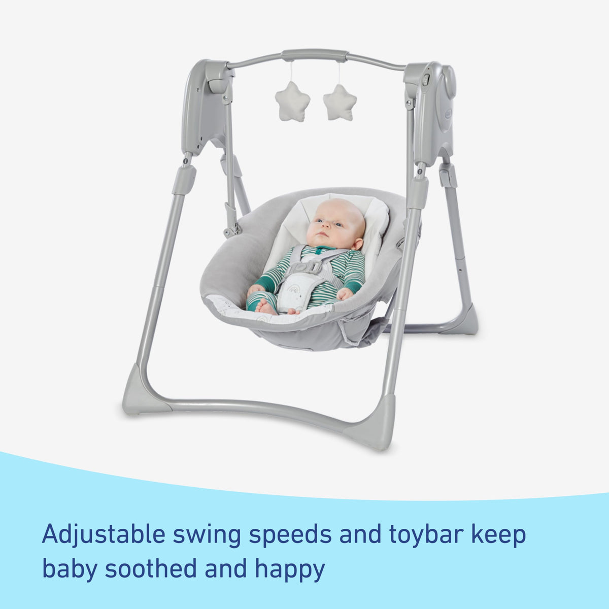 Graco Slim Spaces Compact Baby Swing, Space Saving Portable Bay Swing with Height Adjustable Legs &