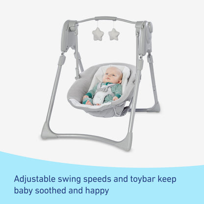 Graco Slim Spaces Compact Baby Swing, Space Saving Portable Bay Swing with Height Adjustable Legs &