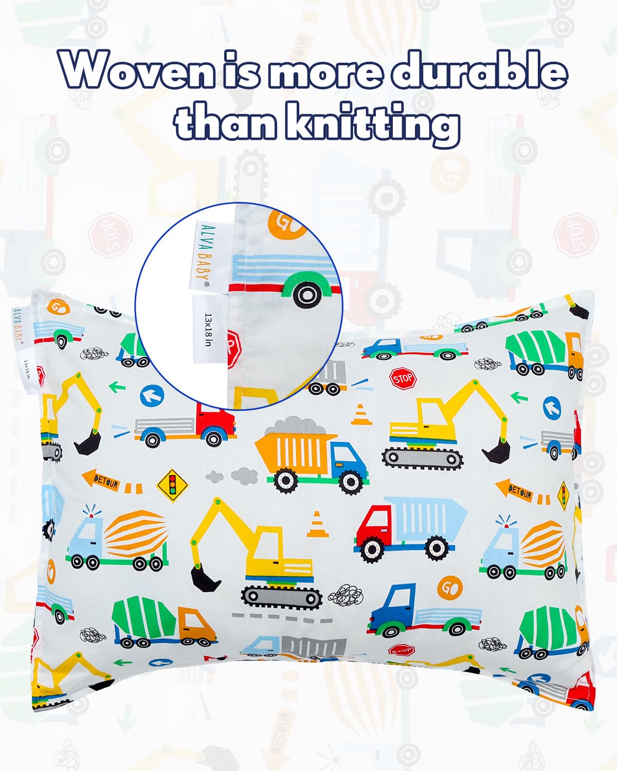 ALVABABY Toddler Pillowcases 2 Pack Cotton Kids Pillow Cover Fit 13"x 18" or 14"x20" Envelope for