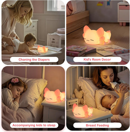 ZKLiLi Night Light for Kids Cute Axolotl Lamp,16 Colors+Tap Control+Silicone Kids Night Light,USB