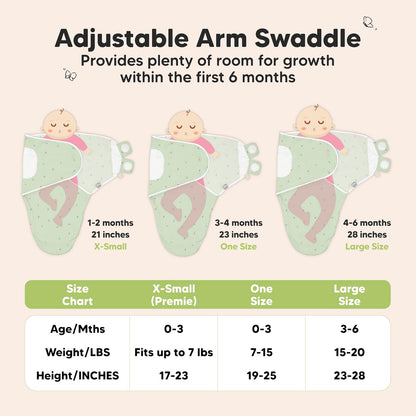 3-Pack Organic Baby Swaddle Sleep Sacks - Swaddles for Newborns, Infant 3-6 Months, Baby Girls