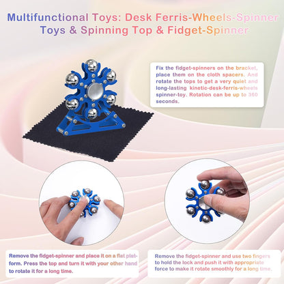 Desk-Fidget-Toys for Ferris-Wheels-Spinner: 4mins Kinetic-Metal-Spinner, Cool-Gadgets-Stuff for Kid