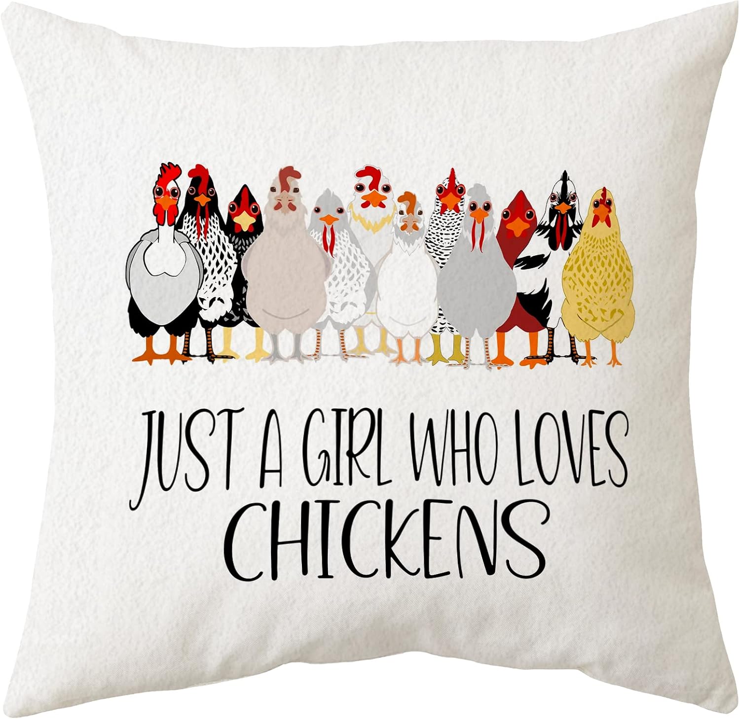 Sidhua Farmhouse Chicken Themed Pillowcase Decorations for Home, Just A Girl Who Loves Chickens