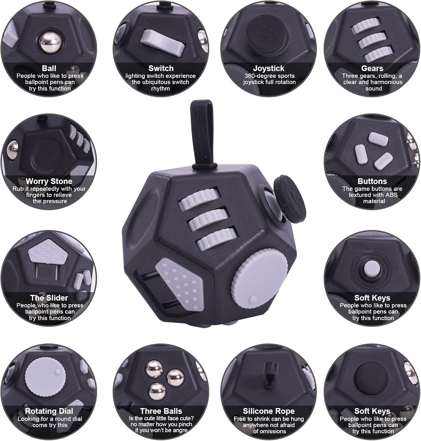 Mini Fidget Toys,12 Sided Cube Toys Relief Stress,Anxiety, Depression,Autism for Kids Adults