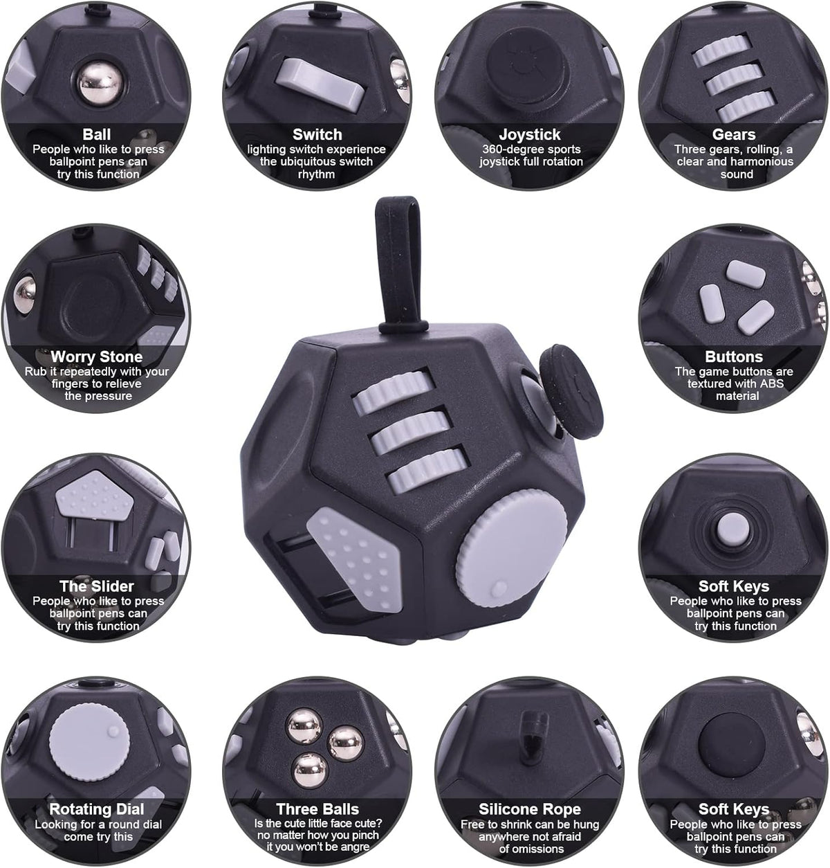 Mini Fidget Toys,12 Sided Cube Toys Relief Stress,Anxiety, Depression,Autism for Kids Adults