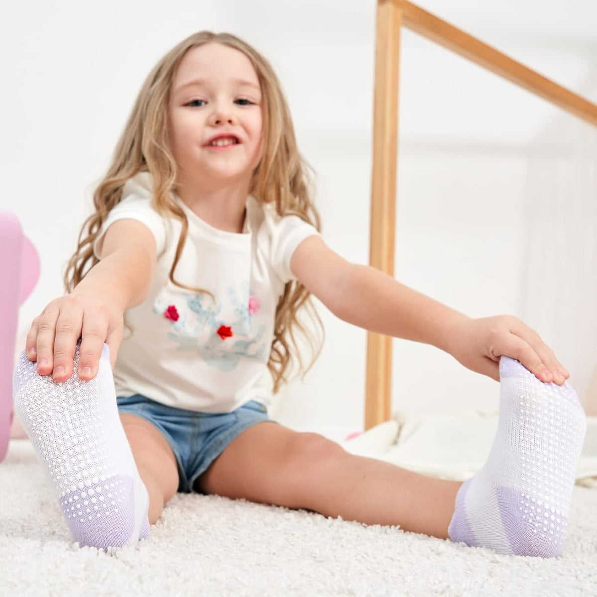 Zaples Baby Non Slip Grip Ankle Socks with Non Skid Soles for Infants Toddlers Kids Boys Girls