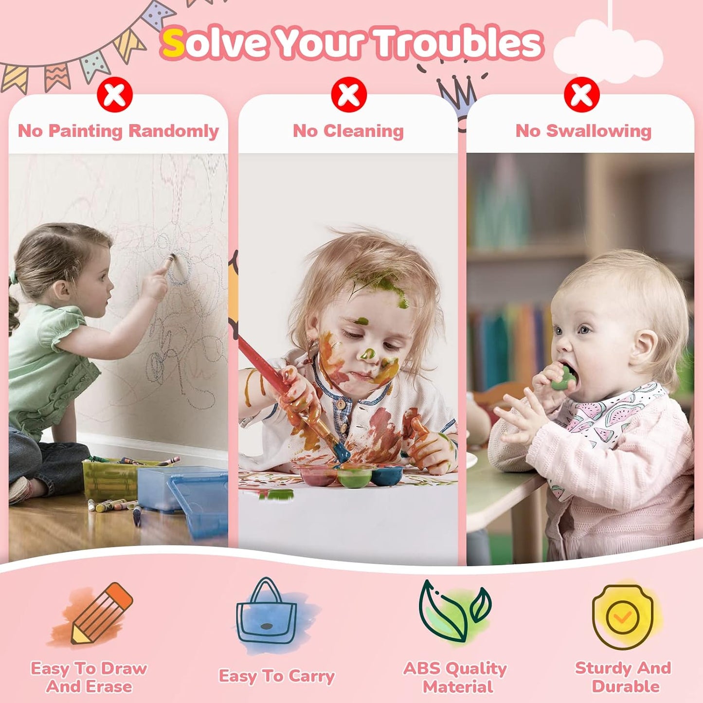 Kikidex Magnetic Drawing Board, Toddler Girl Toys for 1-2 Year Old, Doodle Board Pad Learning and
