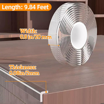 0.8 in x 9.84 FT,Clear Soft Corner Protectors for Furniture Strip,Sharp Edge & Table Bumper,Window
