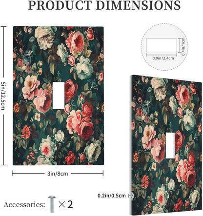 Decorative Light Switch Cover Baroque Vintage Peony Flower Floral 1 Gang Single Toggle Device