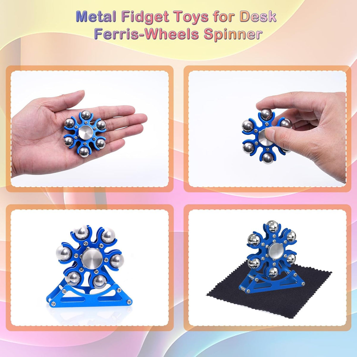 Desk-Fidget-Toys for Ferris-Wheels-Spinner: 4mins Kinetic-Metal-Spinner, Cool-Gadgets-Stuff for Kid