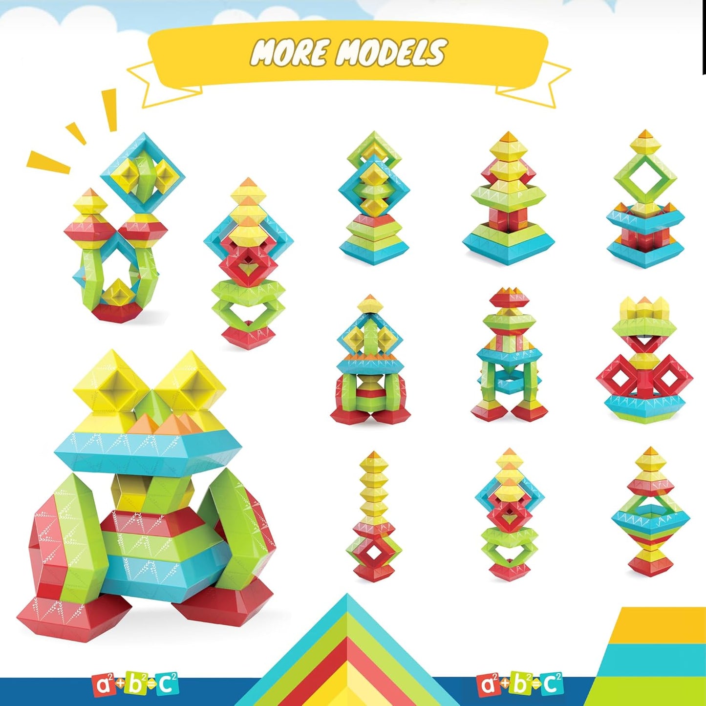Montessori Toys for Ages 1-3 2-5 Toddlers Kids Baby,Pyramid Stacking Building Toys,3D Preschool