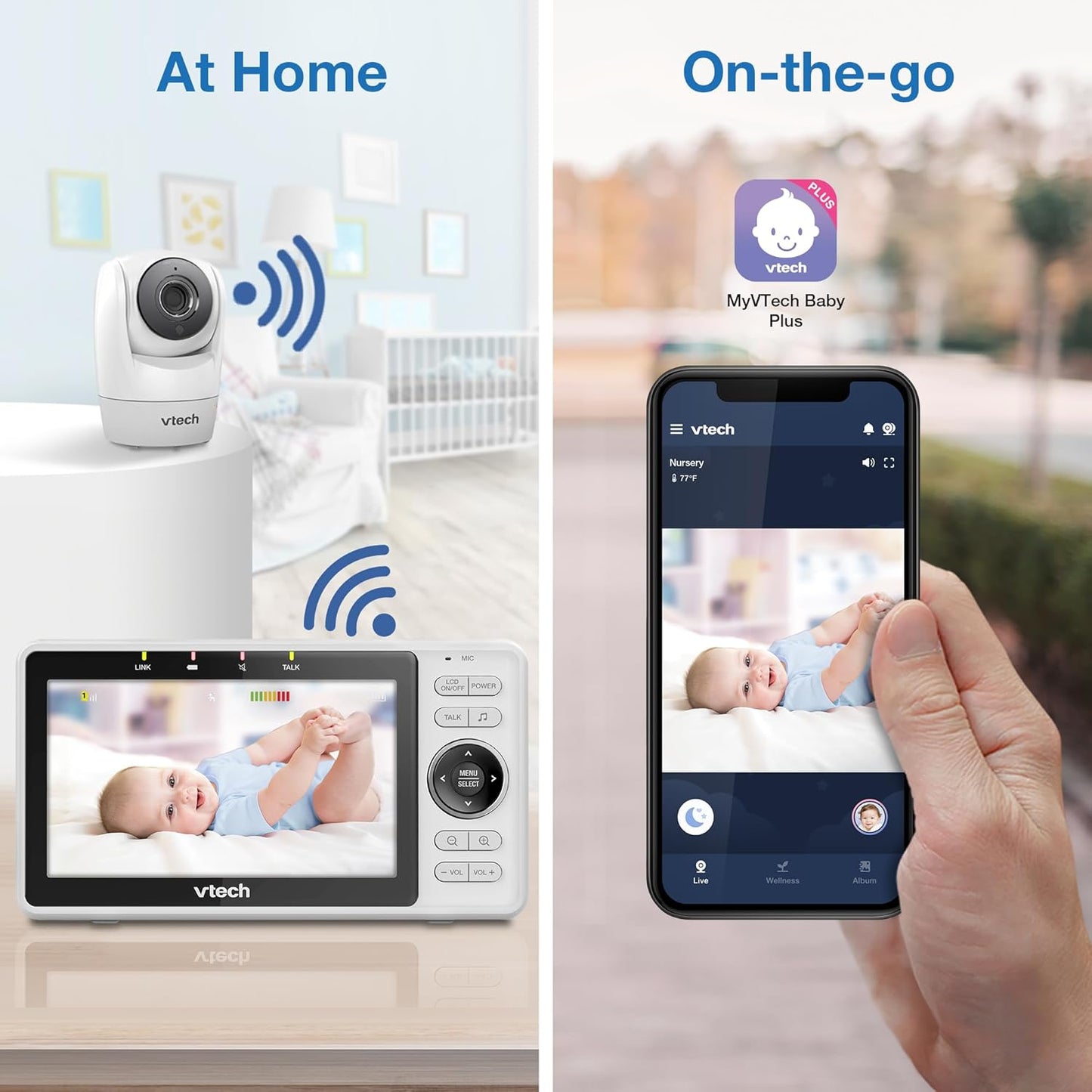 VTech Upgraded Smart WiFi Baby Monitor, 1080p FHD Camera and 5" HD IPS Display, Free App with