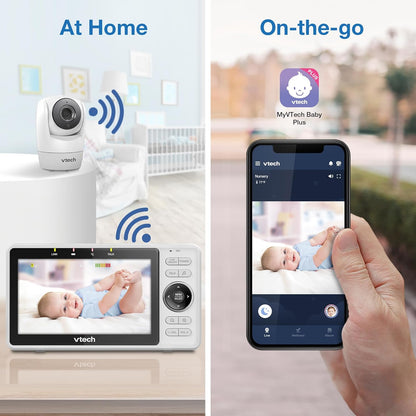 VTech Upgraded Smart WiFi Baby Monitor, 1080p FHD Camera and 5" HD IPS Display, Free App with