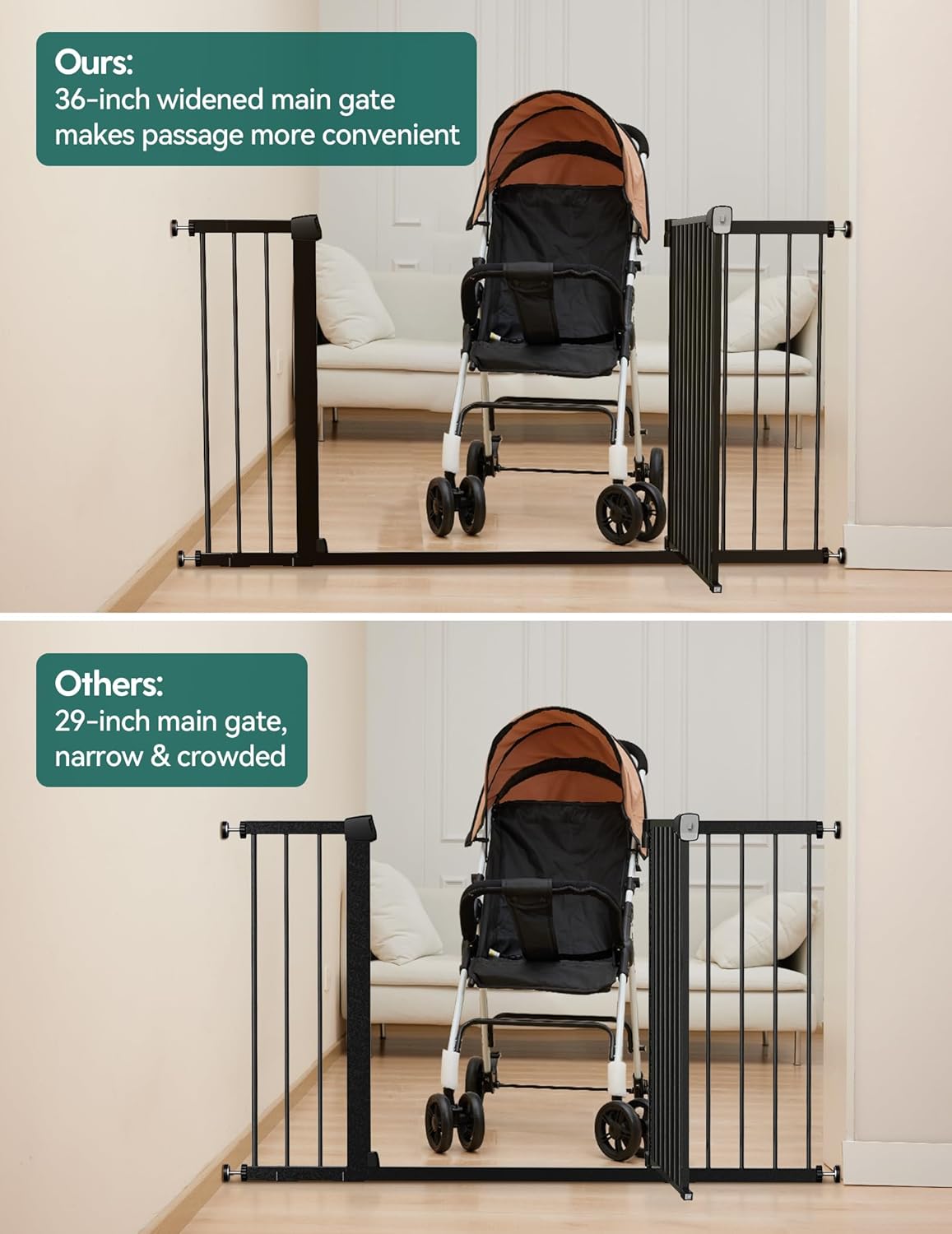 BABELIO 36-57" Extra Wide Baby/Dog Gate, Auto Close for The House, Stairs and Doorways, Pressure