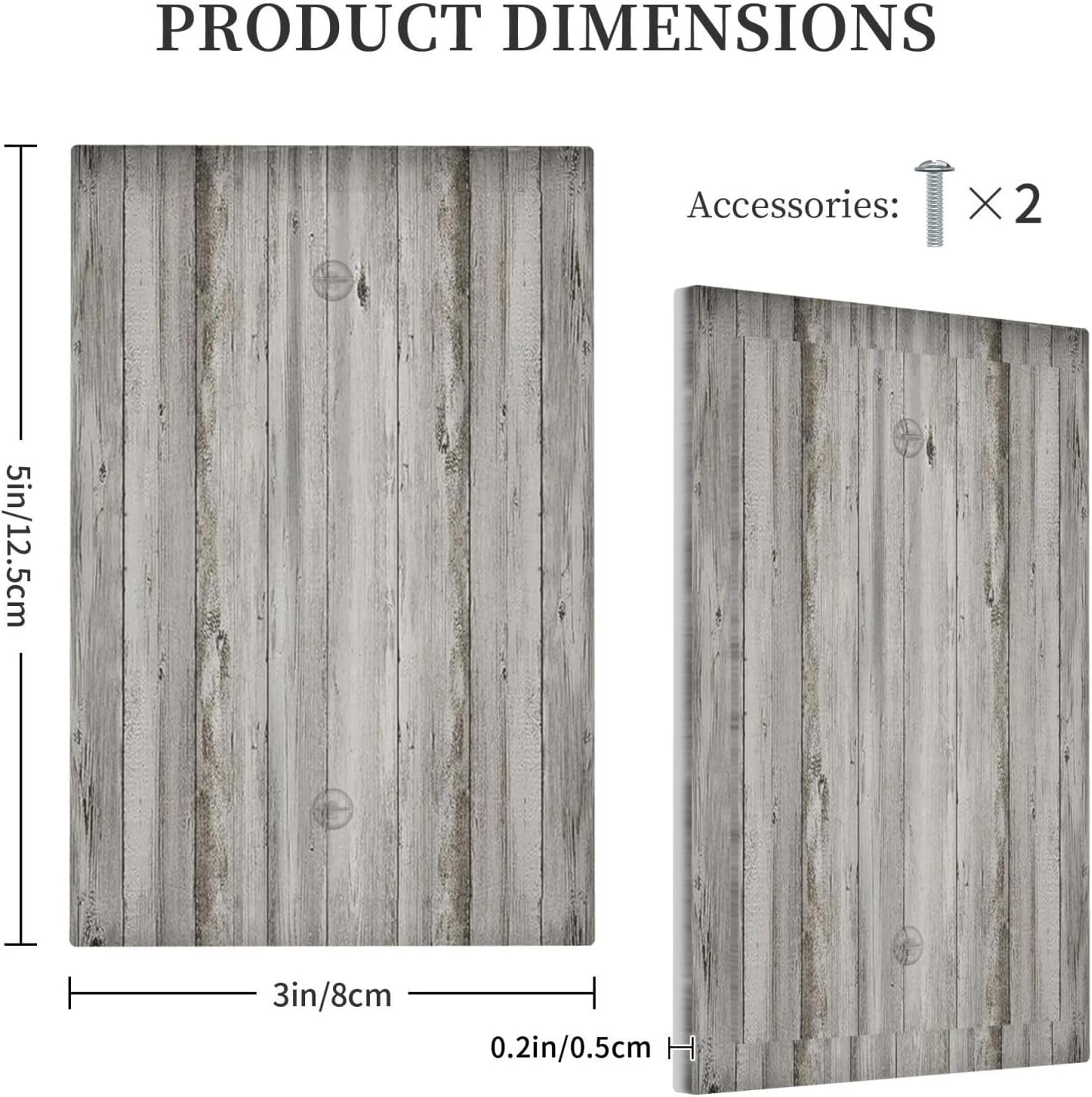 Light Switch Cover Plate Farmhouse Rustic Grey Barn Door Wood 1 Gang No Device Blank Electrical