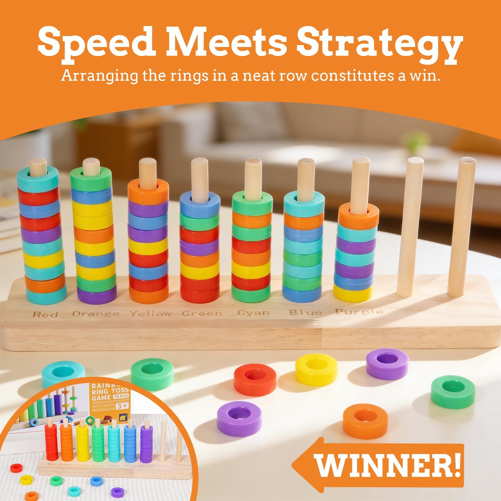 Trozihn Color Stack Challenge Game, Sorting & Stacking Toys for Toddlers