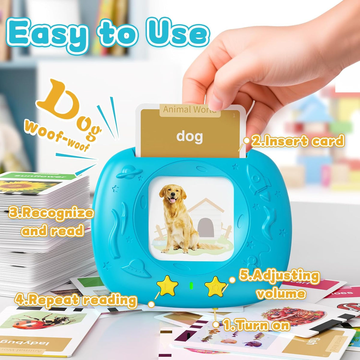 Toddlers Talking Flash Cards with American accent & 288 Sight Words, Speech Therapy Toys for 3 4 5