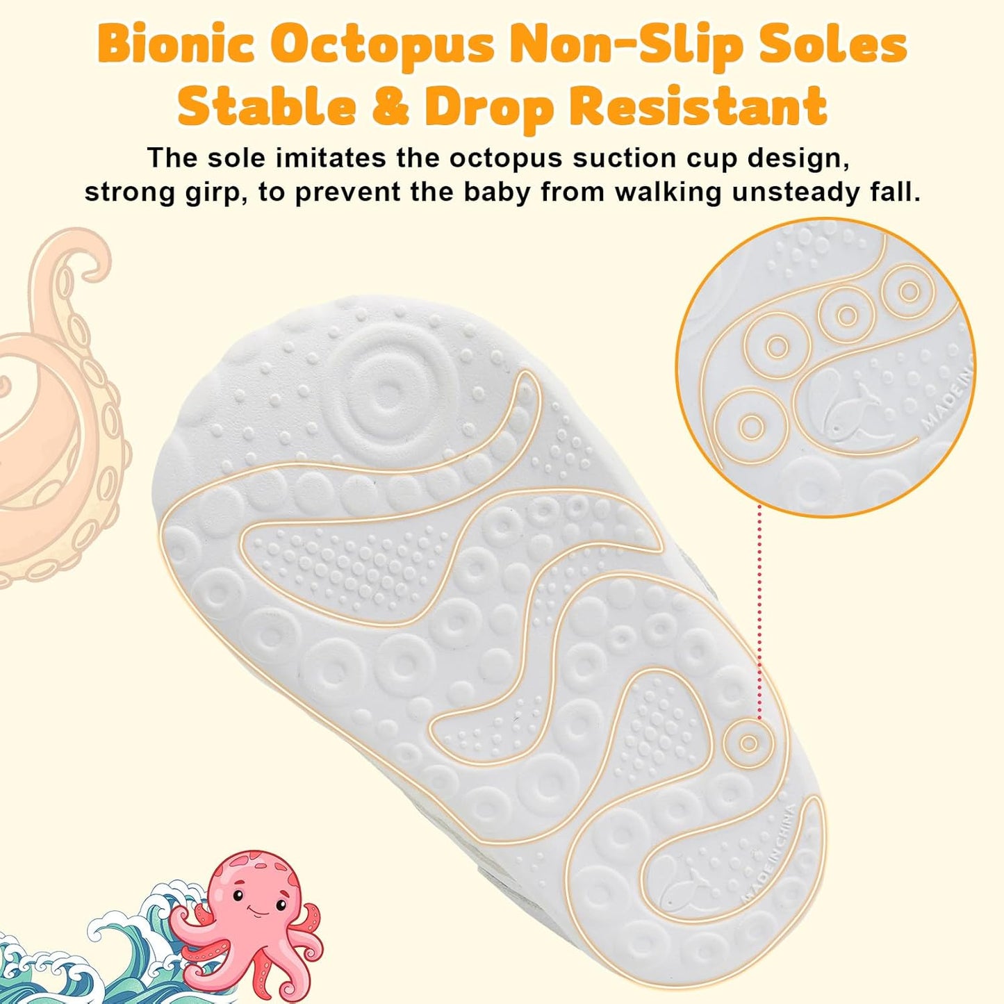 FEETCITY Wide Baby Shoes Boys Girls Baby Barefoot Shoes Breathable Infant Walking Shoe Crib Sock