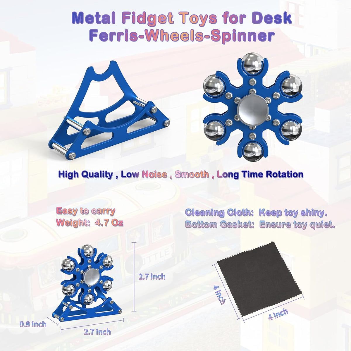 Desk-Fidget-Toys for Ferris-Wheels-Spinner: Metal Kinetic-Spinner 4mins, Cool-Gadgets for Kid