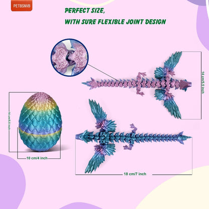 7" 3D Printed Dragon with Wings in Egg, Easter Basket Stuffers, Crystal Dragon Surprise in Eggs