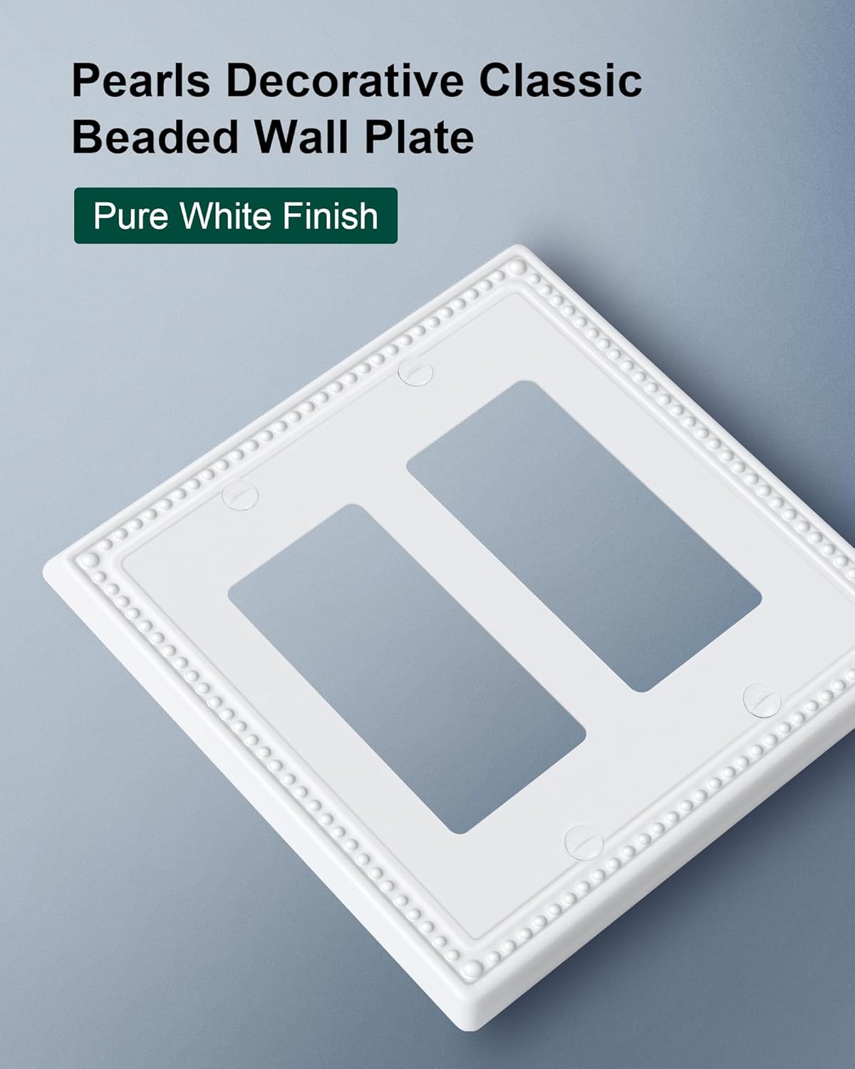 2-Pack Double Decorator Outlet Cover Plate, Pure White Pearls Decorative Switch Plates and Outlet