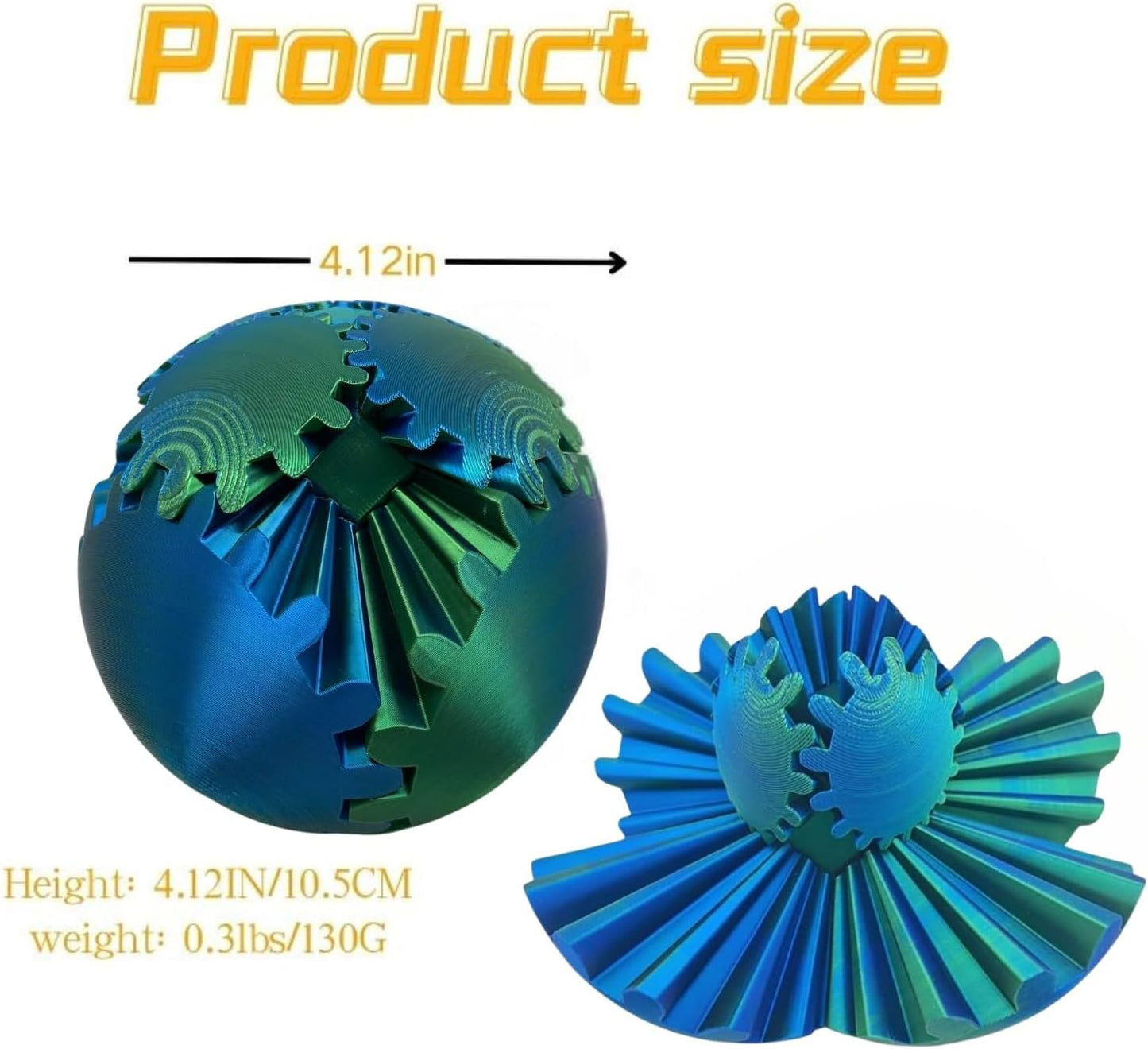 Gear Ball, 4.2in 3D Printed Gear Ball Spin Ball Cube Fidget Toys, Gear Sphere, Gear Ball Fidget