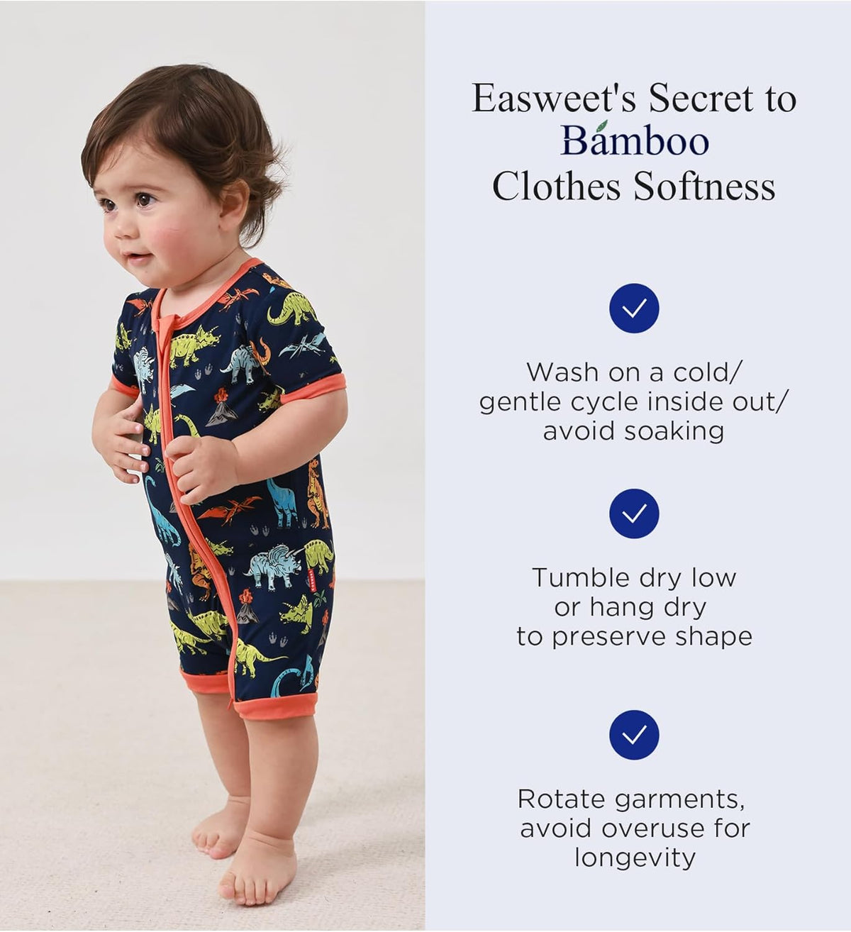 Baby Boys Bamboo Viscose Short Sleeve Romper Soft Comfy Infant Summer Jumpsuit