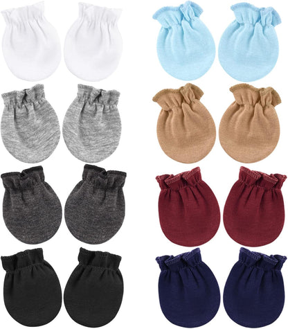 BQUBO Newborn Infant Toddler Mittens No Scratch Cotton Elastic Wrist Gloves Hypoallergenic for 0-6