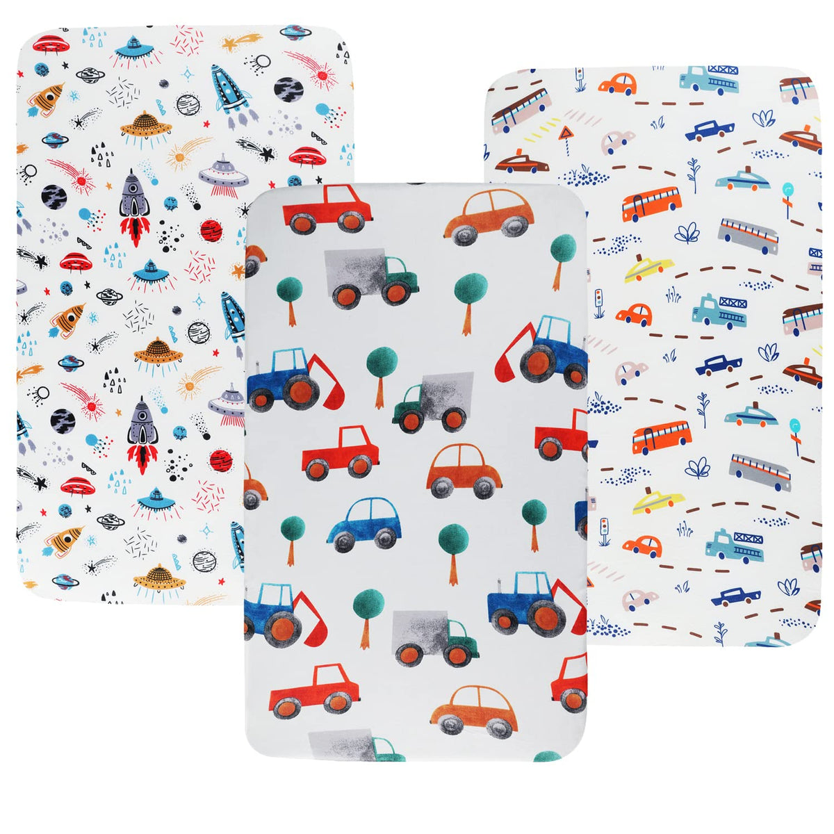 Pack n Play Sheet Stretchy Fitted Portable Mini Crib Sheets Set 3 Pack,Playard Sheets Convertible