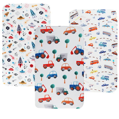 Pack n Play Sheet Stretchy Fitted Portable Mini Crib Sheets Set 3 Pack,Playard Sheets Convertible
