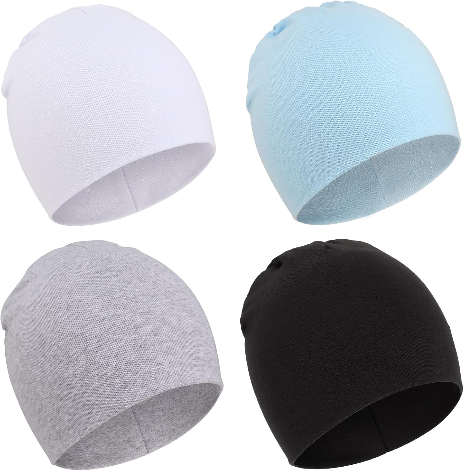 DRESHOW BQUBO 4 Pieces Baby Beanie Newborn Toddler Soft Cute Knit Hat Hospital Hats for Baby Boys