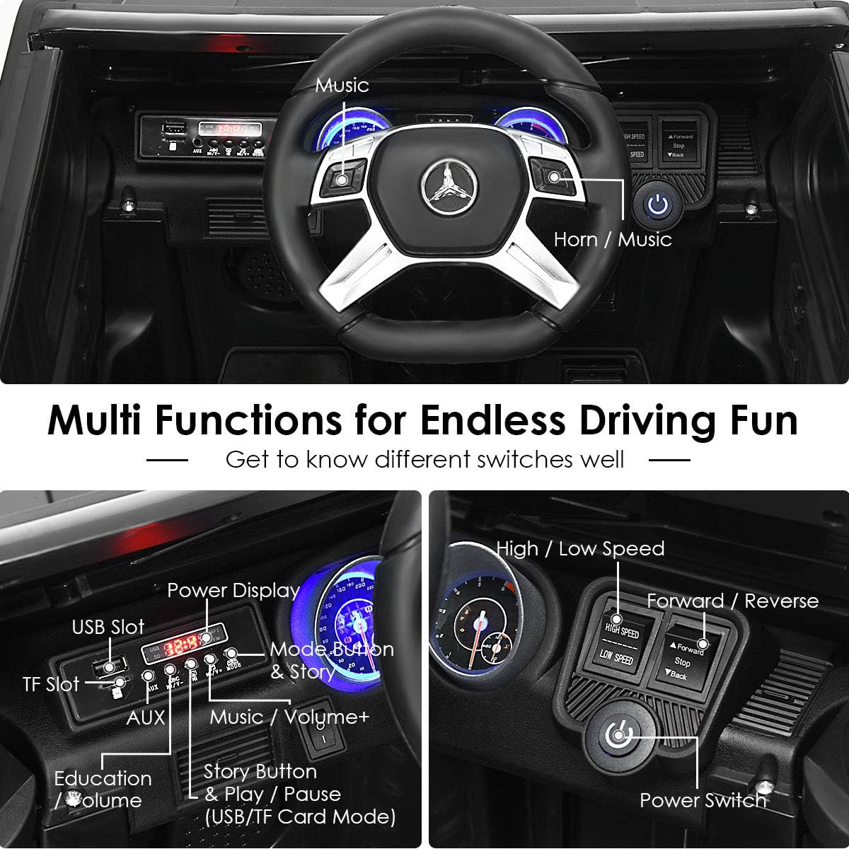 Costzon Ride on Car, Licensed Mercedes-Benz Maybach, 12V Battery Powered Vehicle Toy w/ 2 Motors