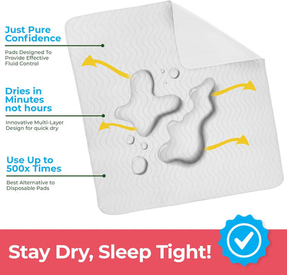 Utopia Bedding Washable Underpads 34" x 52" (Pack of 4), Waterproof Reusable Heavy Absorbency