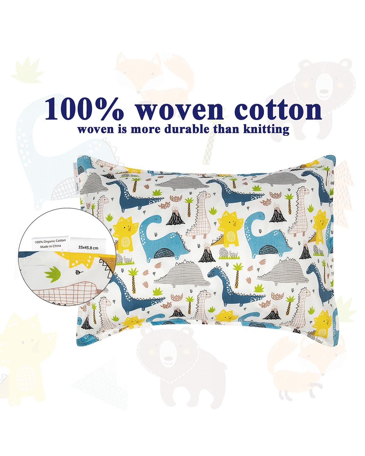 ALVABABY Toddler Pillowcases 2 Pack Organic Cotton Kids Pillow Cover Fit 13"x 18" or 12"x16"