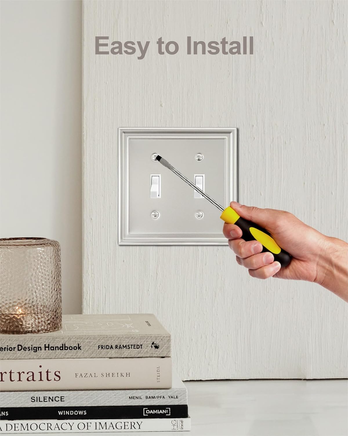 2-Pack Double Toggle Wall Plate, Satin Nickel Light Switch Cover, Metal Switch Covers Wall Plate