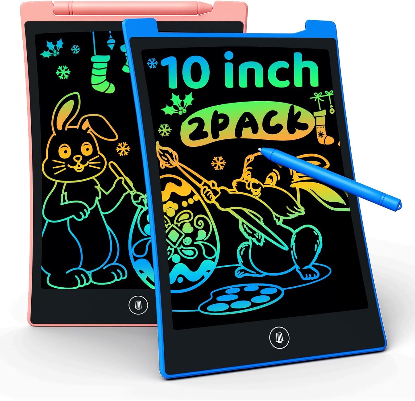 KOKODI Kids Toys 2 Pcs 10 Inch LCD Writing Tablet, Colorful Toddler Drawing Pad Doodle Board