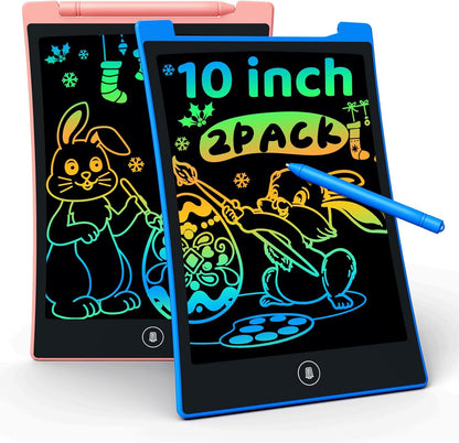KOKODI Kids Toys 2 Pcs 10 Inch LCD Writing Tablet, Colorful Toddler Drawing Pad Doodle Board