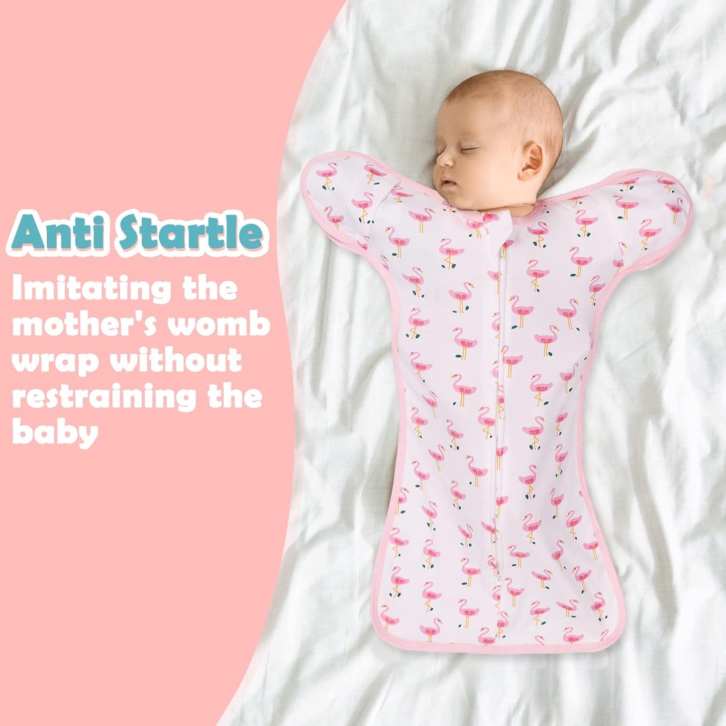 2 Pack Transition Swaddle with 2 Way Zipper, 2 in 1 Arms in/Out Transitional Arms Up Swaddle, 100%