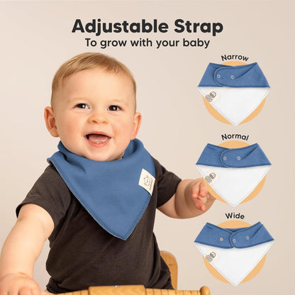 8-Pack Organic Baby Bandana Bibs for Boys, Girls - Super Absorbent Triangle Baby Bibs for Drooling