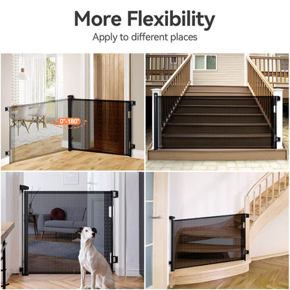 COMOMY Retractable Baby Gate for Stairs, 0-71" Mesh Dog Gate for House Doorways Hallways, 33" Tall