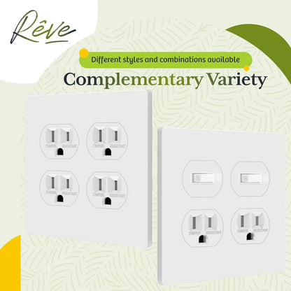 TG Screwless Duplex Wall Plate, Child Safe Double Receptacle Outlet Cover, Standard Size, 2-Gang