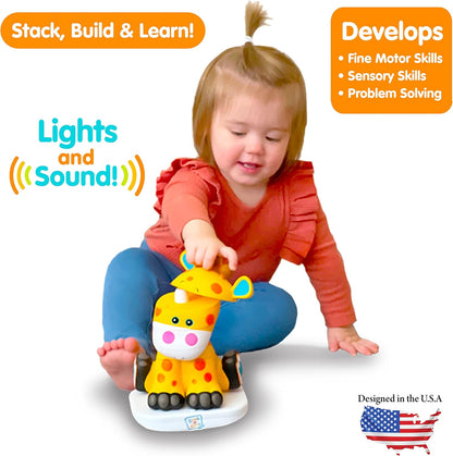 Stack-a-Roos Baby Giraffe by Salus Brands - Animal Stacking Toy, Educational Early Learning Toy for