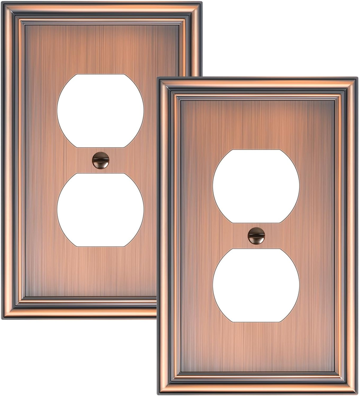 2-Pack Single Duplex Outlet Cover Plate, Decorative Antique Copper Switch Plates and Outlet Covers