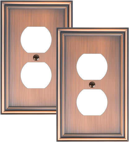 2-Pack Single Duplex Outlet Cover Plate, Decorative Antique Copper Switch Plates and Outlet Covers