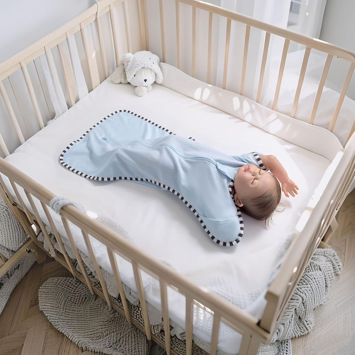 Transition Swaddle, 2 Pack 100% Cotton Baby Sleep Sack, 2-Way Zipper Infant Arm Up Swaddle for
