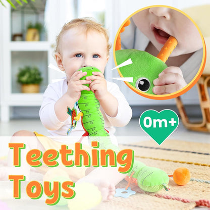 LIGHTDESIRE Baby Toys Musical Caterpillar,Infant Toys Stuffed Animals with Ruler Design,Mirror,Pull