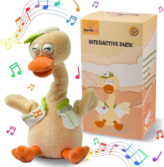 Talking Dancing Duck Toy Mimicking Recording Plush & Interactive Toy, Repeating What You Say, Neck