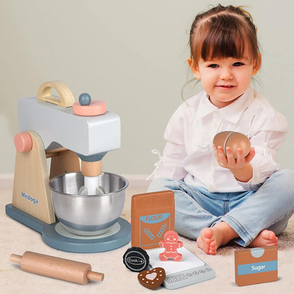 Play Kitchen Accessories Wooden Mixer Set Pretend Play Food Sets for Kids Role Play Toys for Girls