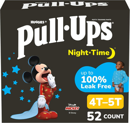 Pull-Ups Boys' Night-Time Potty Training Pants, Size 4T-5T Overnight Training Underwear (38-50